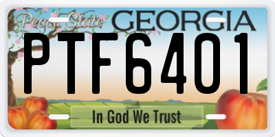 GA license plate PTF6401
