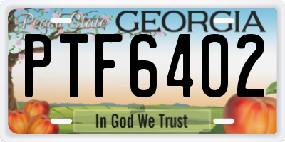 GA license plate PTF6402