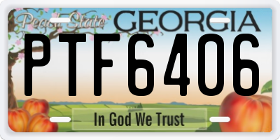 GA license plate PTF6406