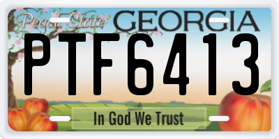 GA license plate PTF6413