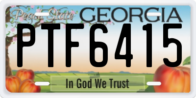 GA license plate PTF6415