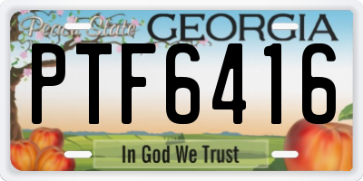 GA license plate PTF6416