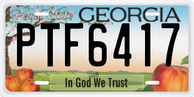 GA license plate PTF6417