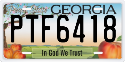 GA license plate PTF6418