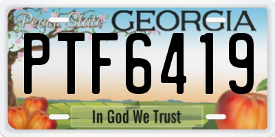 GA license plate PTF6419