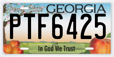 GA license plate PTF6425