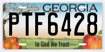 GA license plate PTF6428