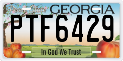 GA license plate PTF6429