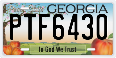 GA license plate PTF6430