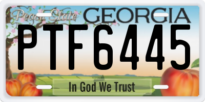 GA license plate PTF6445