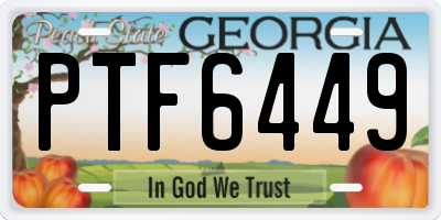 GA license plate PTF6449