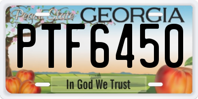 GA license plate PTF6450