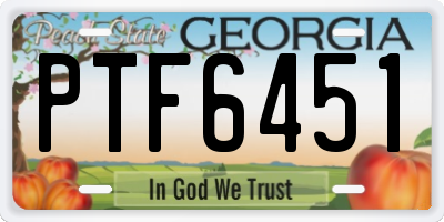 GA license plate PTF6451