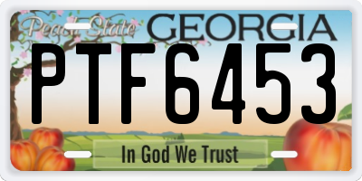 GA license plate PTF6453