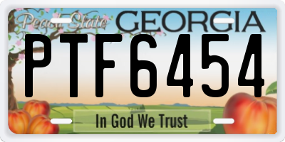 GA license plate PTF6454