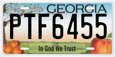 GA license plate PTF6455