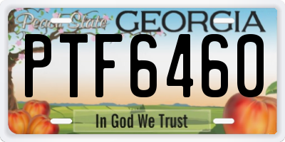 GA license plate PTF6460
