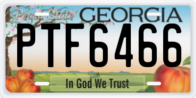 GA license plate PTF6466
