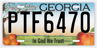 GA license plate PTF6470