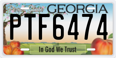 GA license plate PTF6474