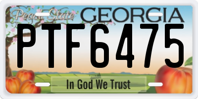 GA license plate PTF6475