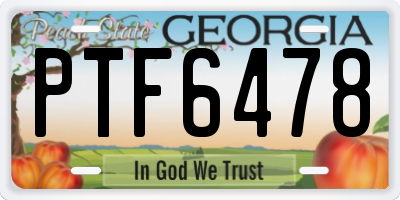 GA license plate PTF6478