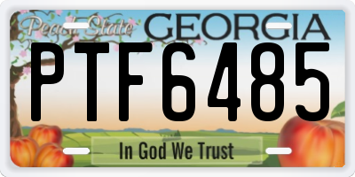 GA license plate PTF6485
