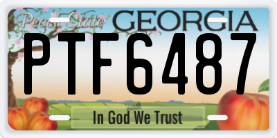 GA license plate PTF6487