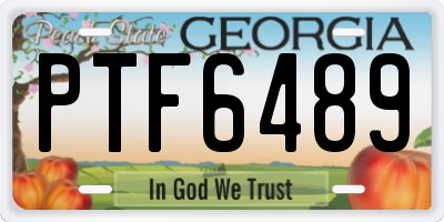 GA license plate PTF6489