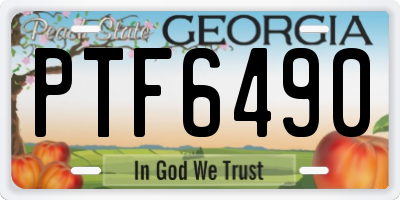 GA license plate PTF6490