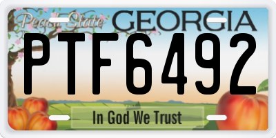 GA license plate PTF6492