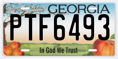 GA license plate PTF6493