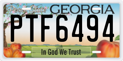 GA license plate PTF6494