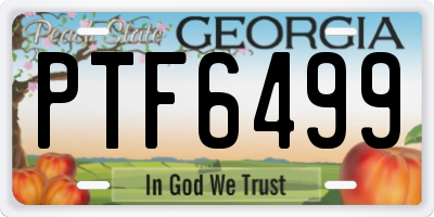 GA license plate PTF6499
