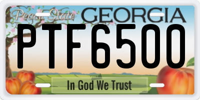 GA license plate PTF6500
