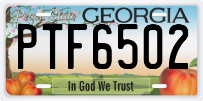 GA license plate PTF6502