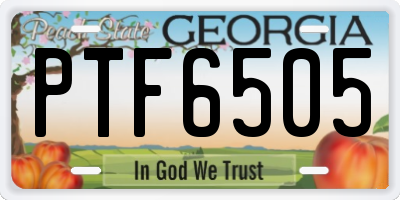 GA license plate PTF6505