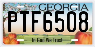 GA license plate PTF6508