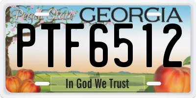 GA license plate PTF6512