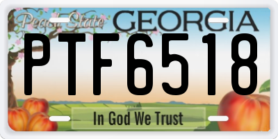 GA license plate PTF6518
