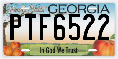 GA license plate PTF6522