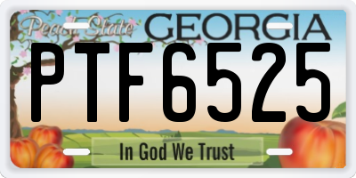 GA license plate PTF6525