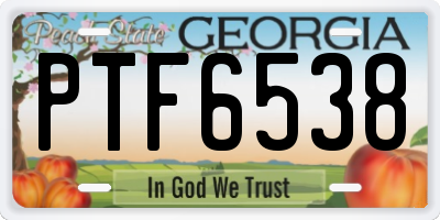 GA license plate PTF6538