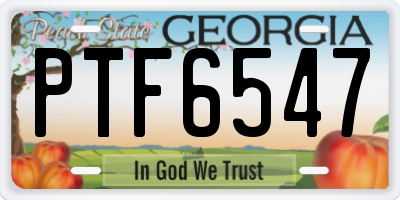GA license plate PTF6547