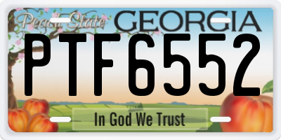 GA license plate PTF6552
