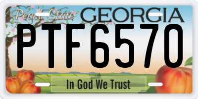 GA license plate PTF6570