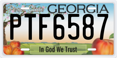 GA license plate PTF6587