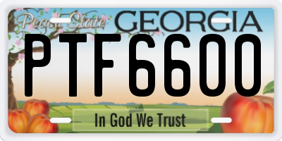 GA license plate PTF6600
