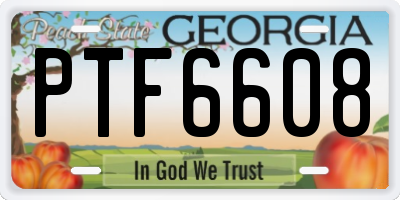 GA license plate PTF6608