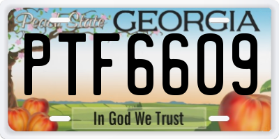 GA license plate PTF6609
